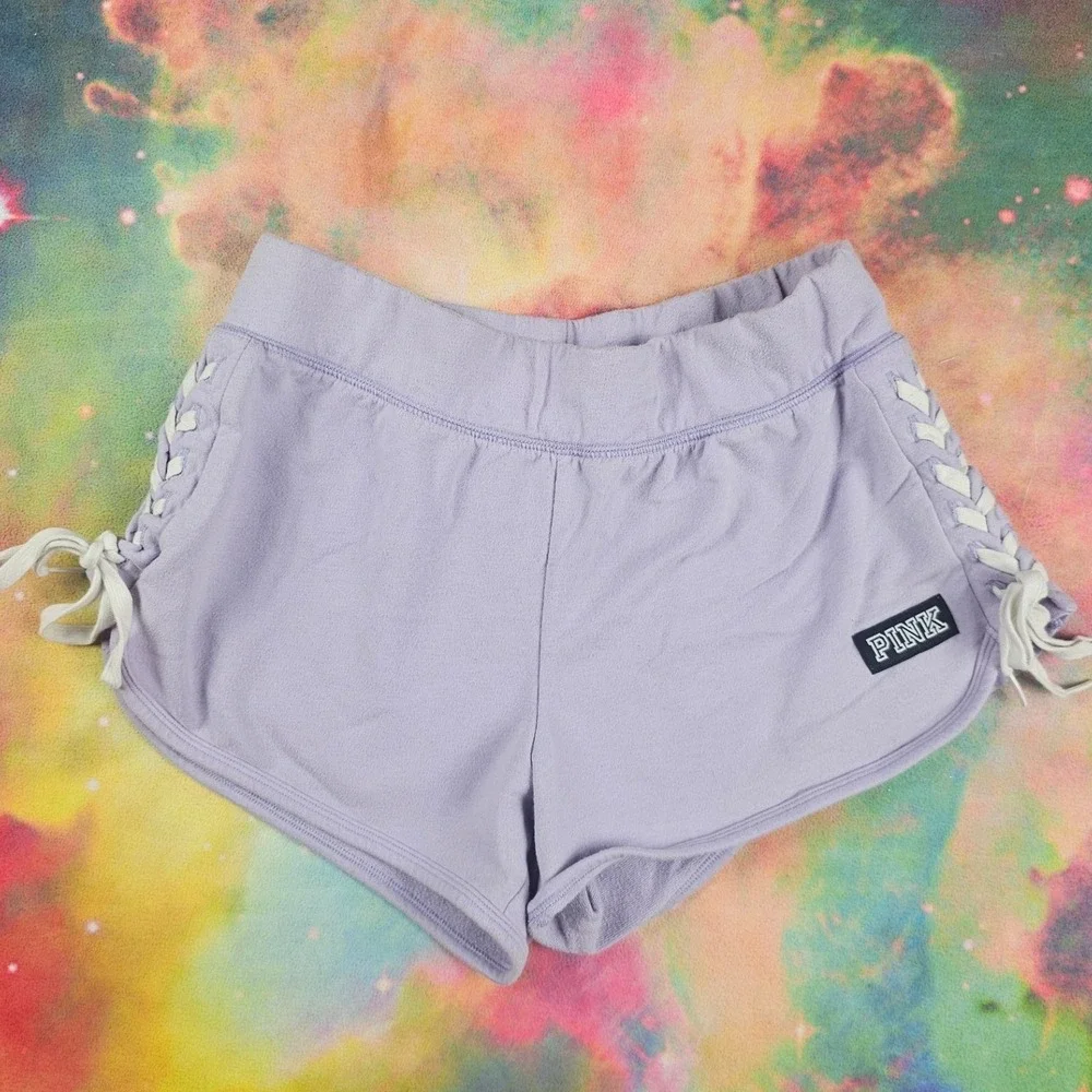 PINK Victoria's Secret Lace-Up‎ Shorts Lavender Loungewear Comfy Casual